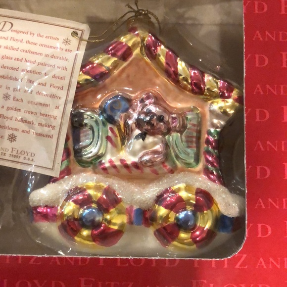 Fitz and Floyd Candylane train glass Christmas ornaments (engine/car/caboose). - Picture 4 of 6